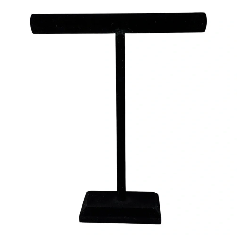 2 Long black velvet T-Bar necklace and Bracelet Display